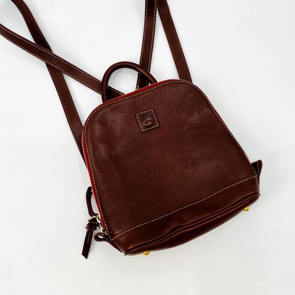 Dooney & Bourke Brown Chestnut Leather Florentine Zip Pod Backpack - Picture 3 of 10